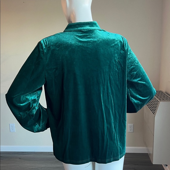 Mock Neck Lantern Sleeve Blouse. - Picture 8 of 10